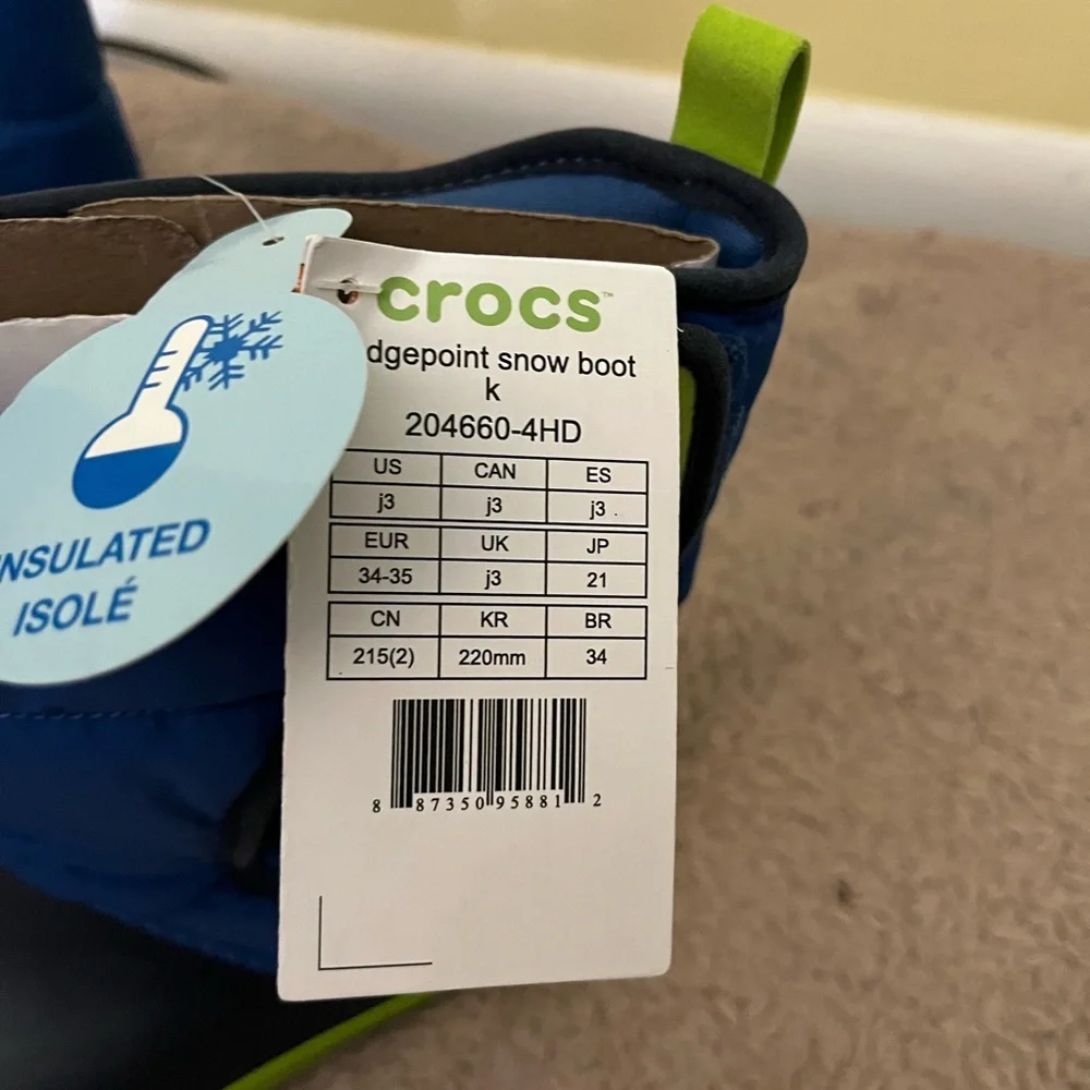 CROCS Blue and Green Rain & Snow Boots